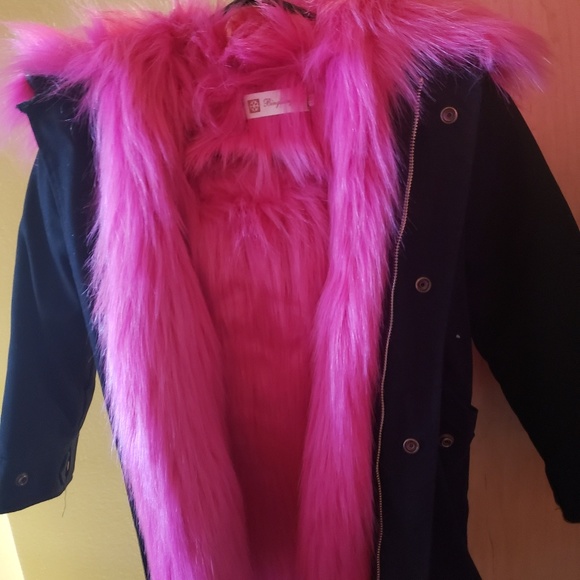 Other - Pink an black fluffy coat